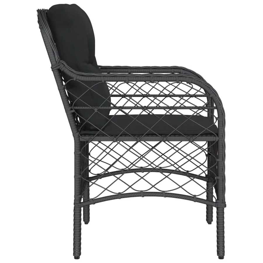 Chaises de jardin avec coussins lot de 2 noir résine tressée - 6