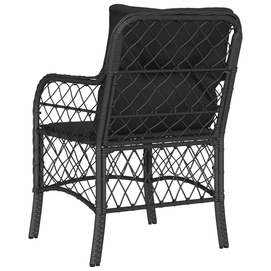 Chaises de jardin avec coussins lot de 2 noir résine tressée - 7