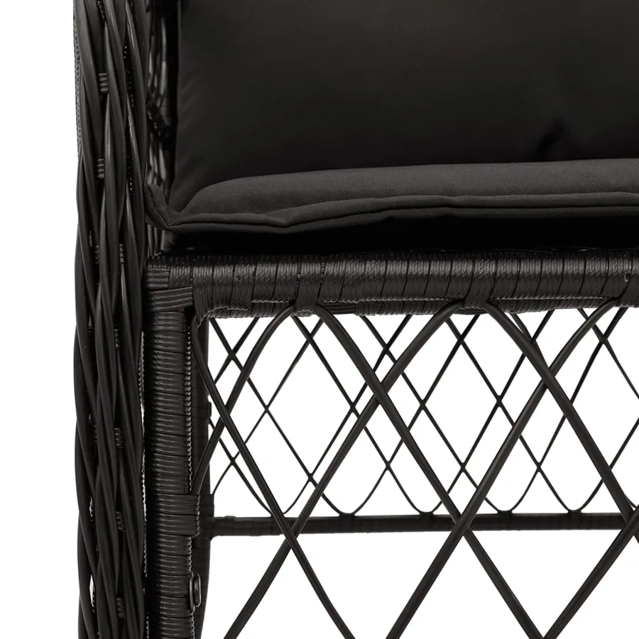 Chaises de jardin avec coussins lot de 2 noir résine tressée - 8