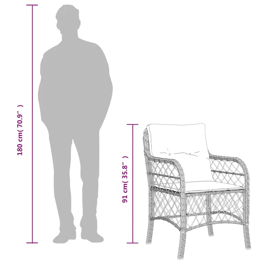 Chaises de jardin avec coussins lot de 2 noir résine tressée - 9