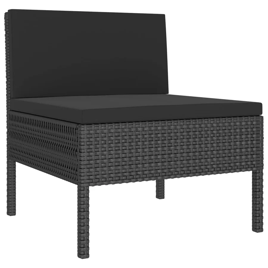 Salon de jardin 12 pcs avec coussins résine tressée noir - 6