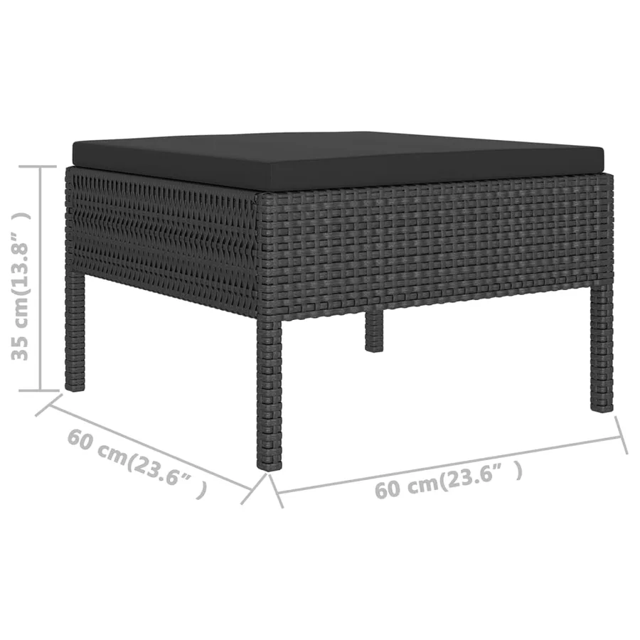 Salon de jardin 12 pcs avec coussins résine tressée noir - 7