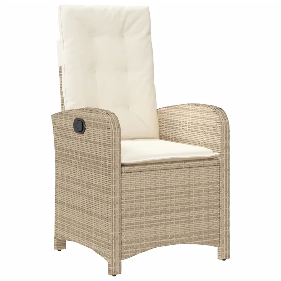 Chaises inclinables de jardin lot de 2 et coussins beige rotin - 4