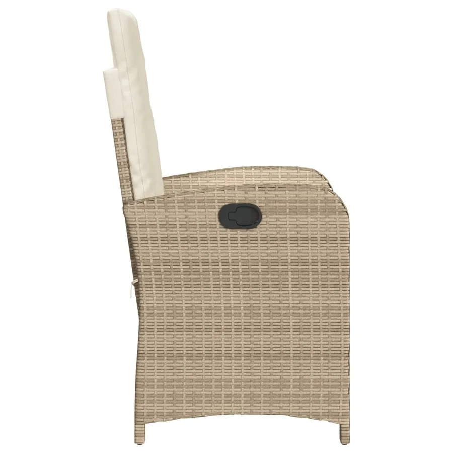 Chaises inclinables de jardin lot de 2 et coussins beige rotin - 6