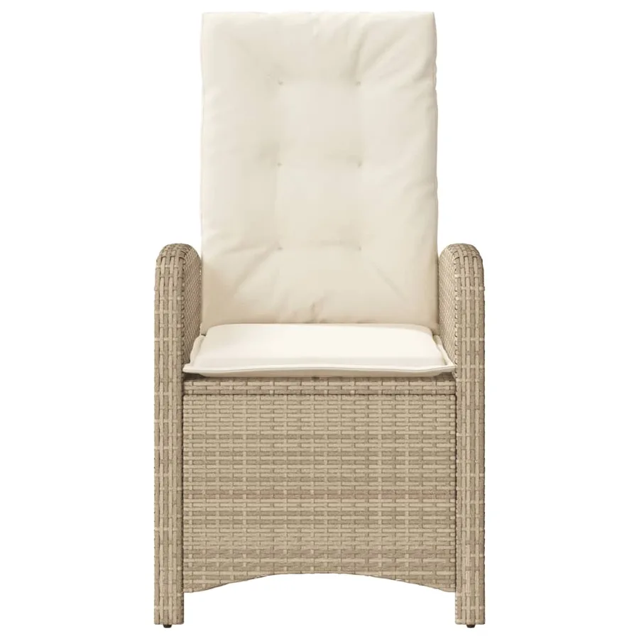 Chaise inclinable de jardin avec coussins beige résine tressée - 4