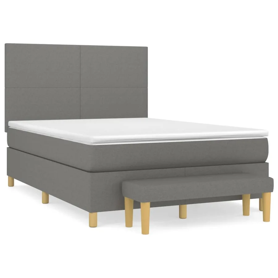 Sommier à lattes de lit avec matelas Gris foncé 140x200cm Tissu - 2