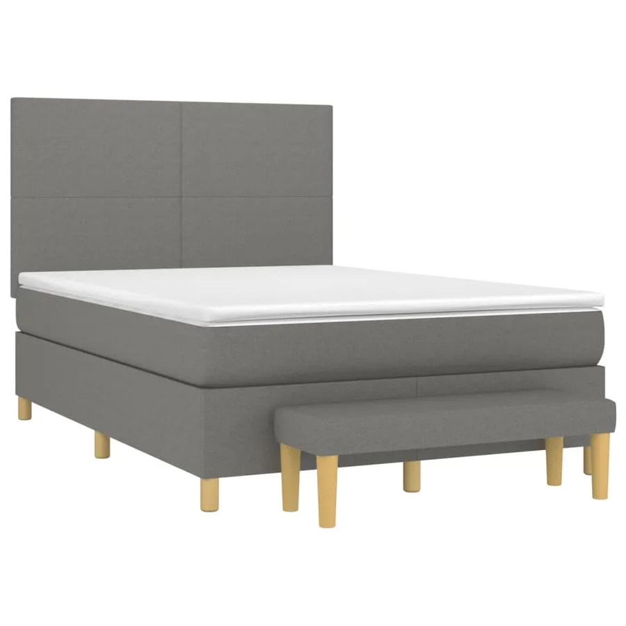 Sommier à lattes de lit avec matelas Gris foncé 140x200cm Tissu - 3