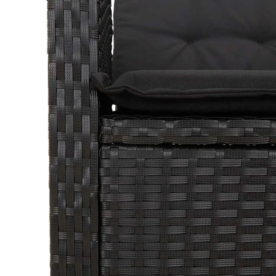 Chaises inclinables de jardin lot de 2 et coussins noir rotin - 10