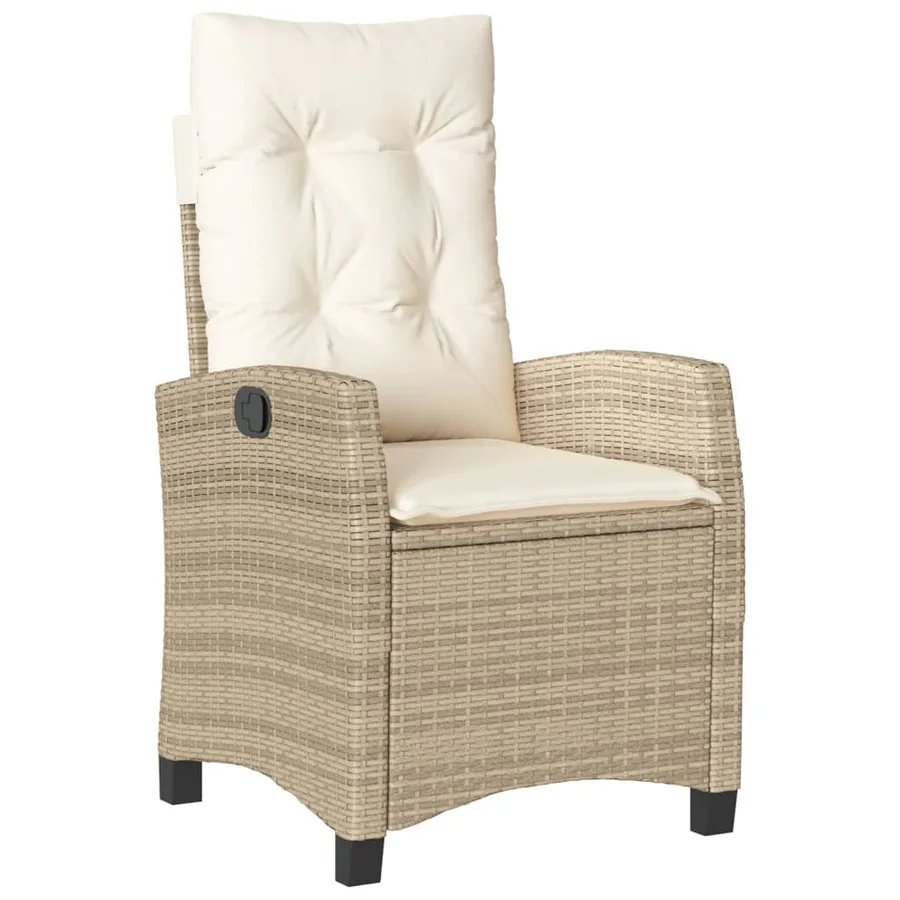 Chaises inclinables de jardin lot de 2 et coussins beige rotin - 4