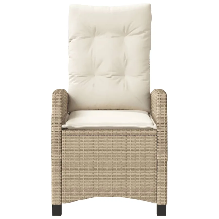 Chaises inclinables de jardin lot de 2 et coussins beige rotin - 5