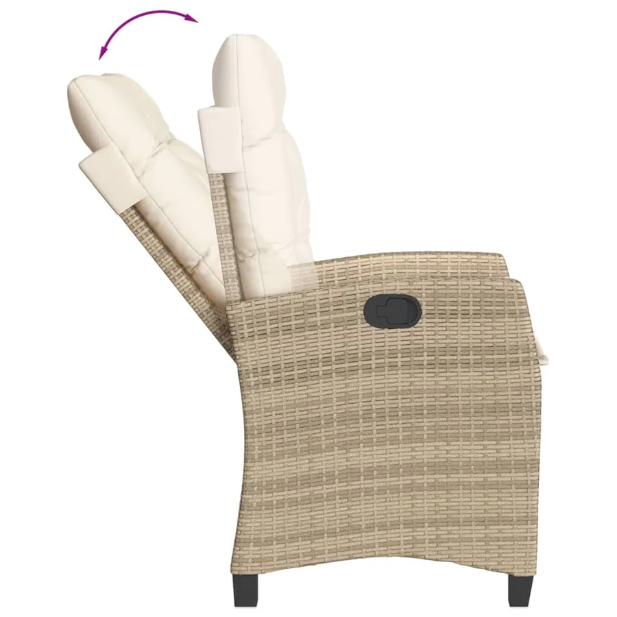 Chaises inclinables de jardin lot de 2 et coussins beige rotin - 8