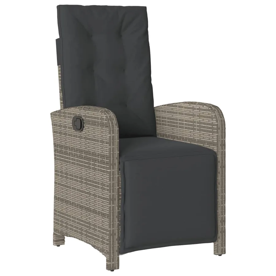 Chaise inclinable de jardin et repose-pied gris résine tressée - 2