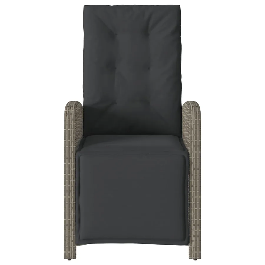 Chaise inclinable de jardin et repose-pied gris résine tressée - 4