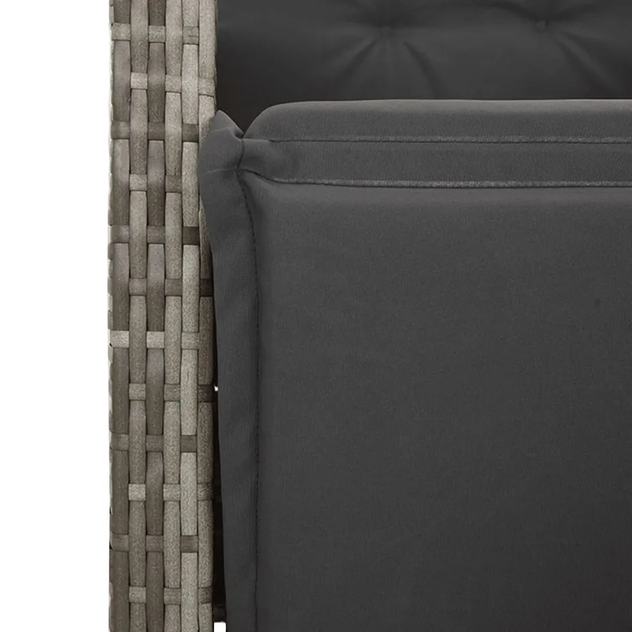 Chaise inclinable de jardin et repose-pied gris résine tressée - 9