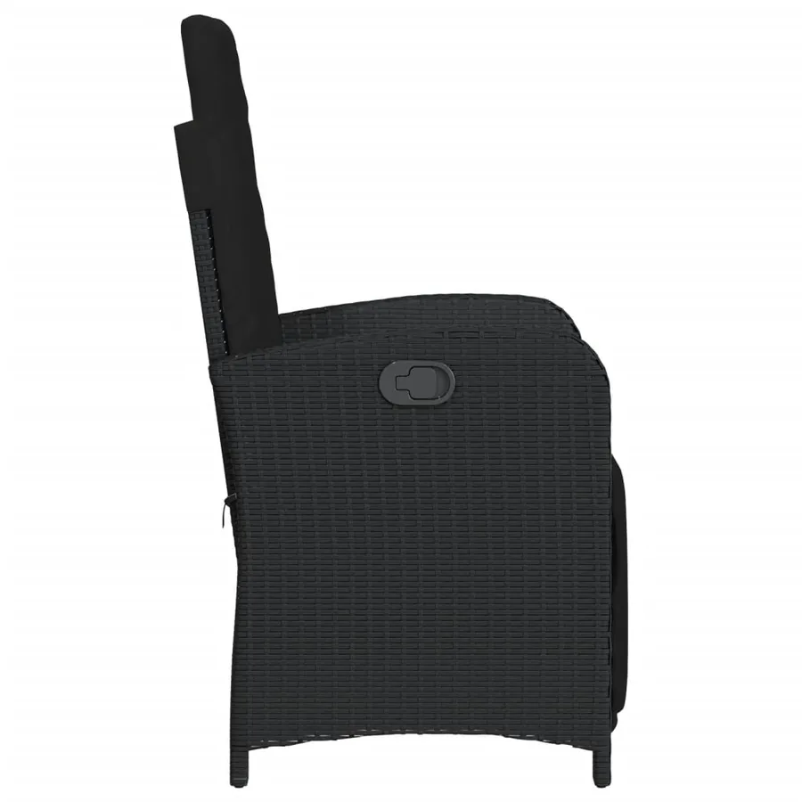 Chaise inclinable de jardin et repose-pied noir résine tressée - 5