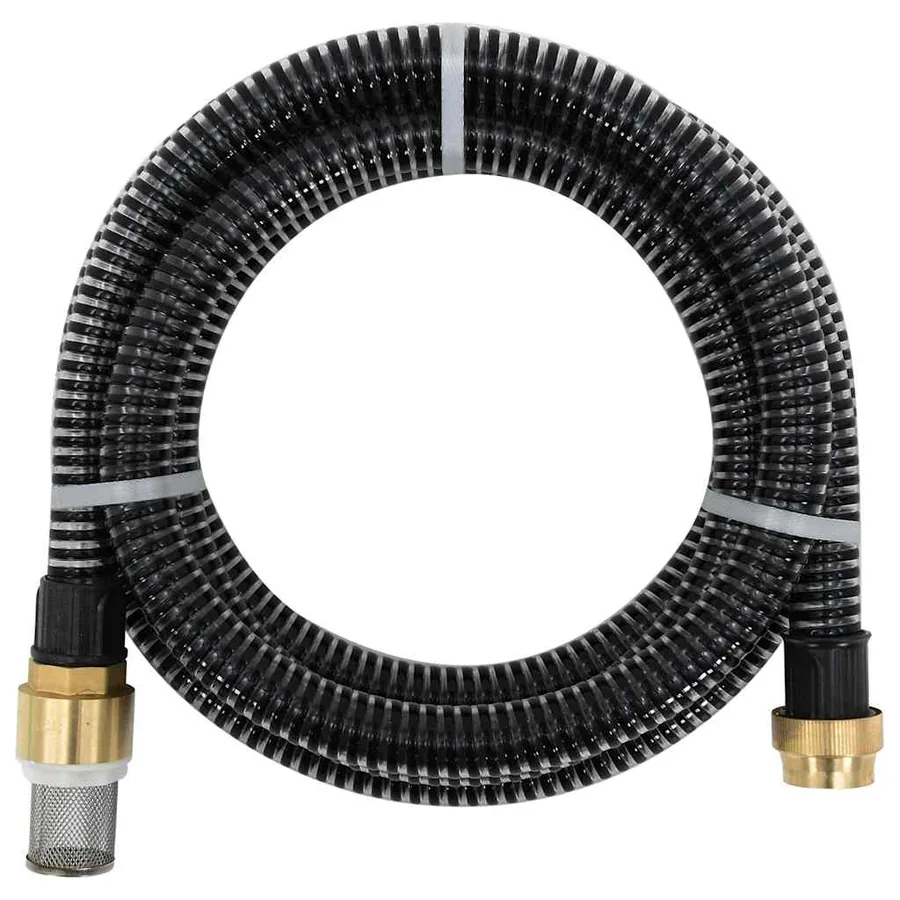 Tuyau d'aspiration avec raccords en laiton noir 1,1" 5 m PVC