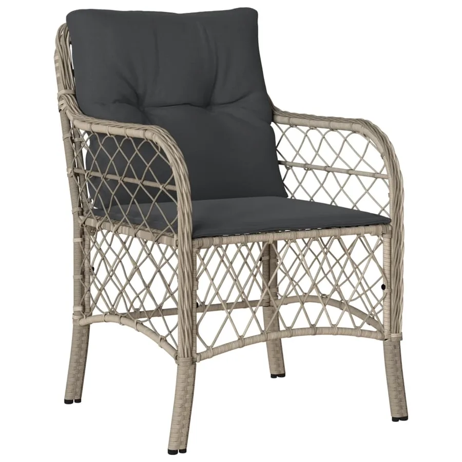 Chaises de jardin coussins lot de 2 gris clair résine tressée - 4