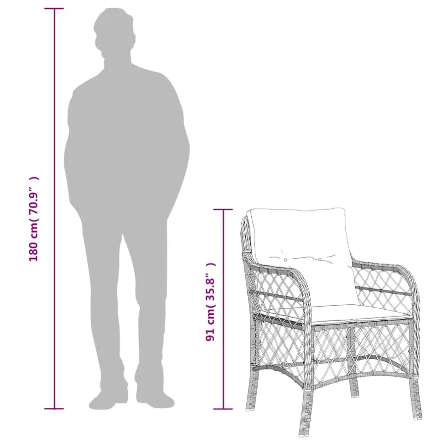 Chaises de jardin coussins lot de 2 gris clair résine tressée - 9