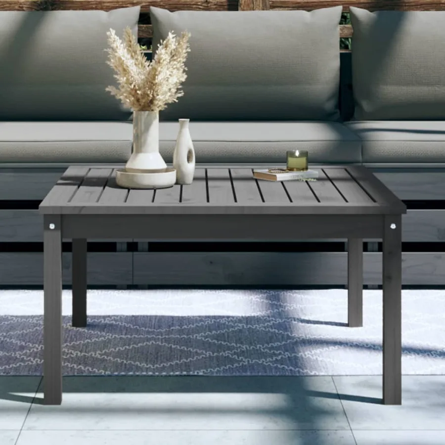 Table de jardin gris 82,5x82,5x45 cm bois massif de pin - 3