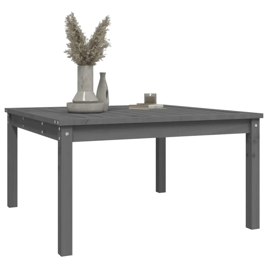 Table de jardin gris 82,5x82,5x45 cm bois massif de pin - 4