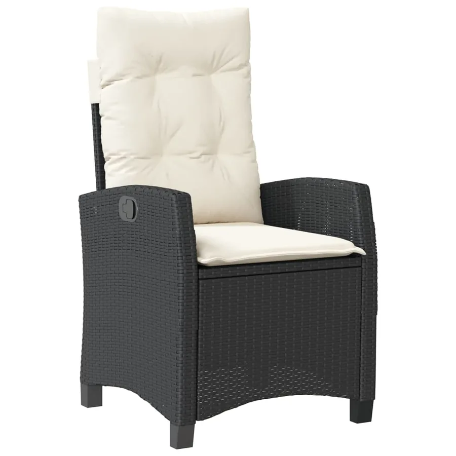 Chaise inclinable de jardin avec coussins noir résine tressée - 2