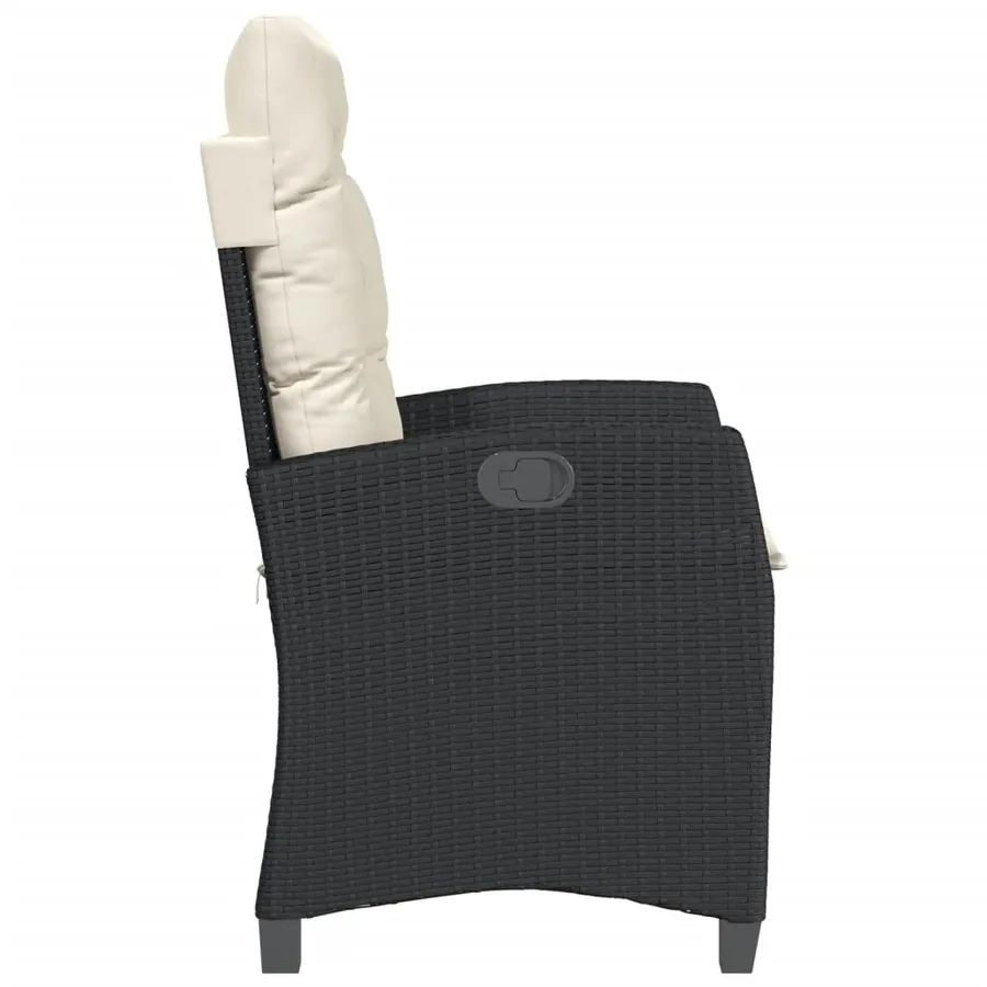 Chaise inclinable de jardin avec coussins noir résine tressée - 5
