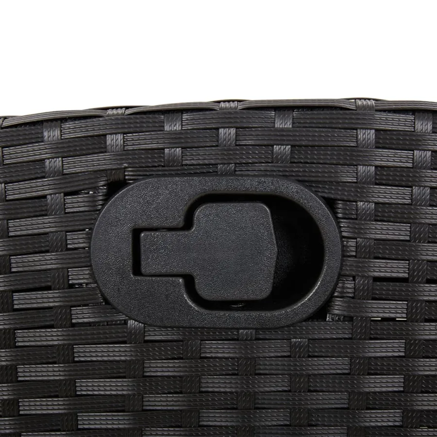 Chaise inclinable de jardin avec coussins noir résine tressée - 8