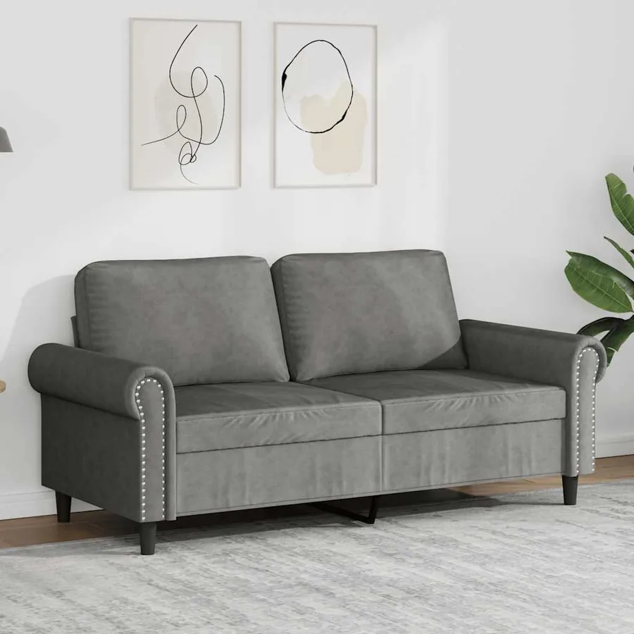 Canapé à 2 places Gris foncé 140 cm Velours