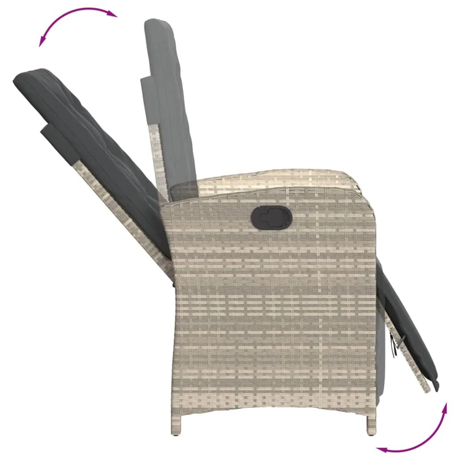 Chaises inclinables de jardin lot de 2 avec repose-pied rotin - 8