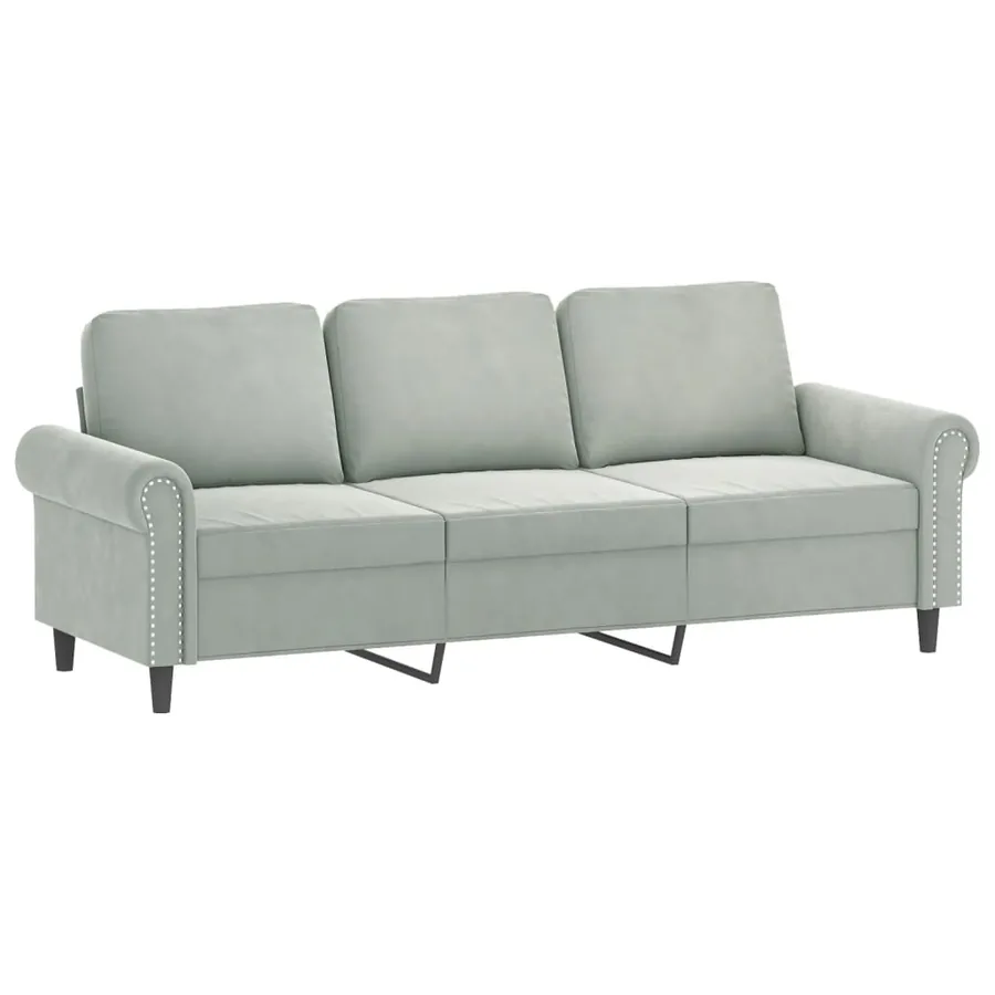 Ensemble de canapés 3 pcs avec coussins gris clair velours - 4