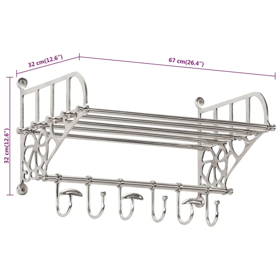Porte-bagages avec cintres mural aluminium - 6
