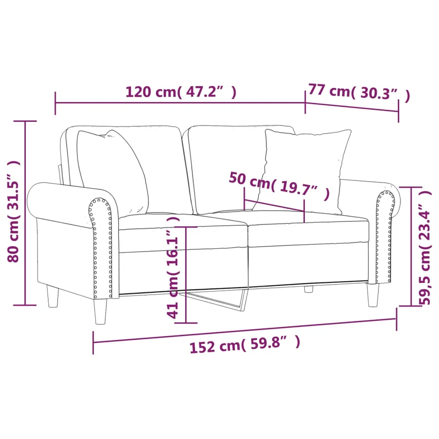 Canapé 2 places avec oreillers gris foncé 120 cm velours - 8