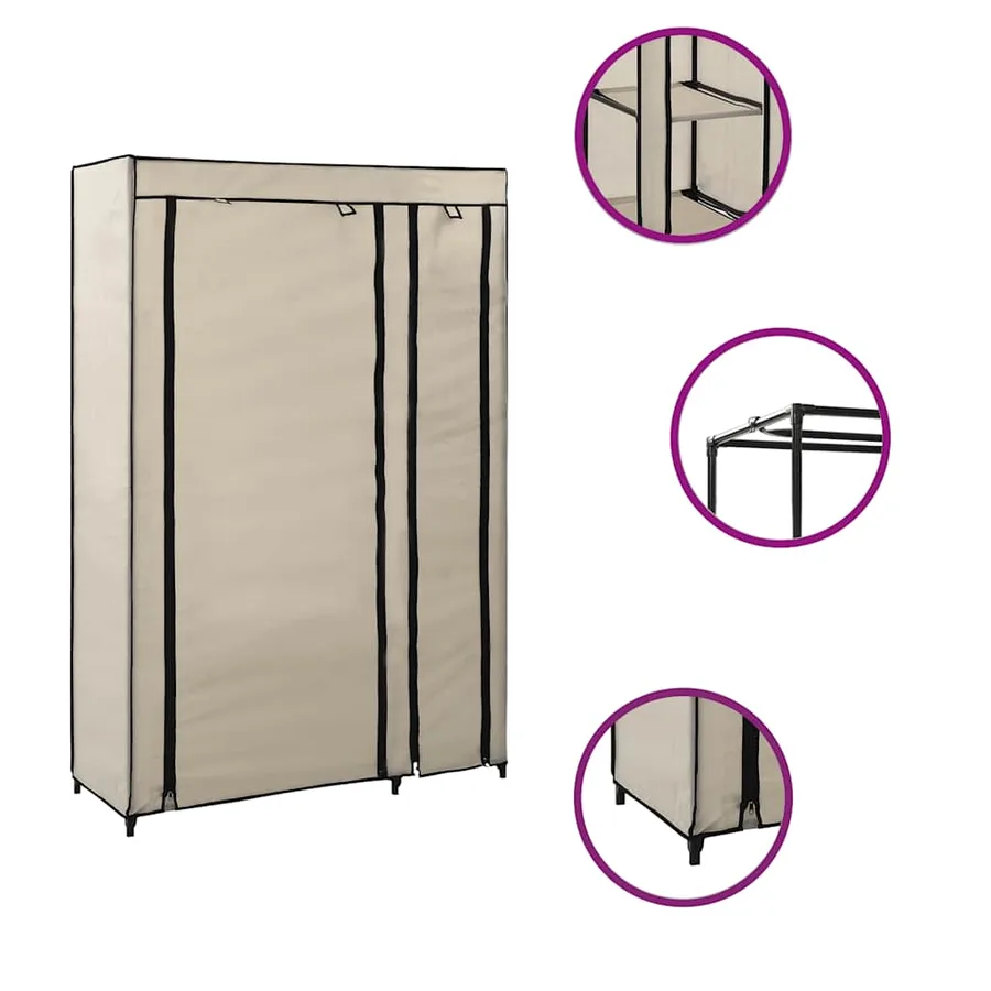 Garde-robe pliable Crème 110x45x175 cm Tissu - 2