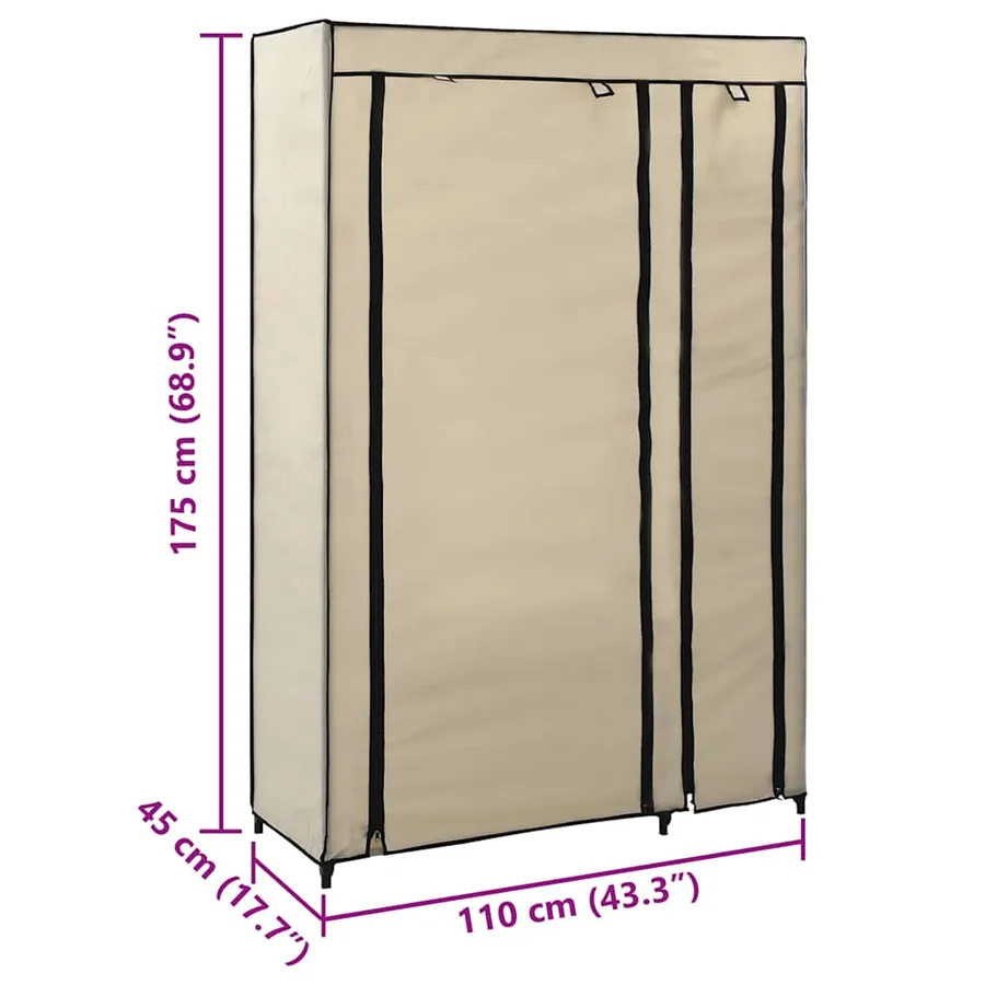Garde-robe pliable Crème 110x45x175 cm Tissu - 7