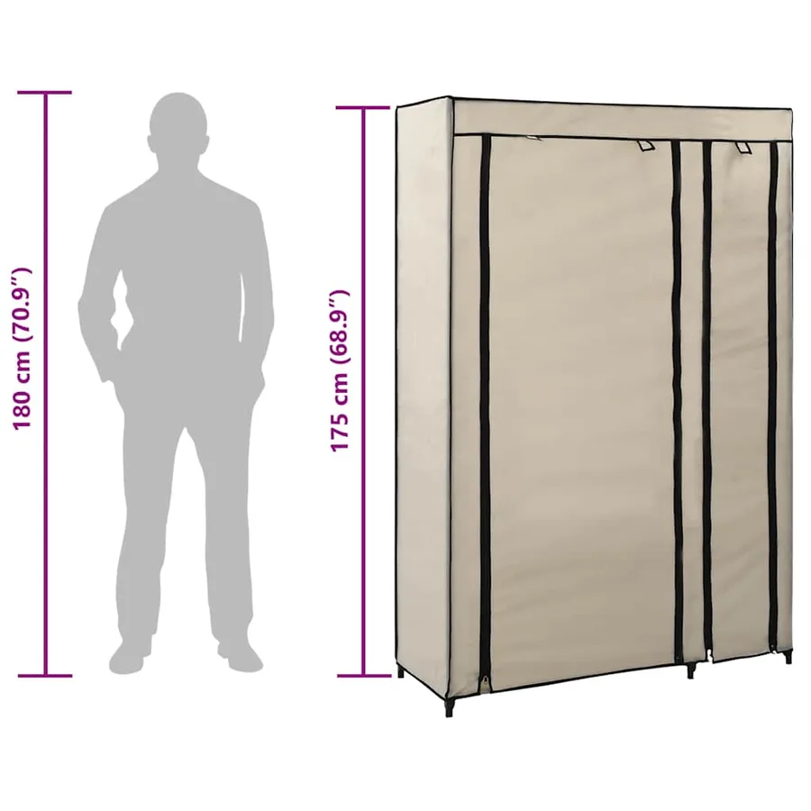Garde-robe pliable Crème 110x45x175 cm Tissu - 8