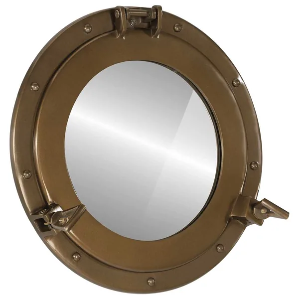 Miroir en forme de hublot mural Ø38 cm aluminium et verre