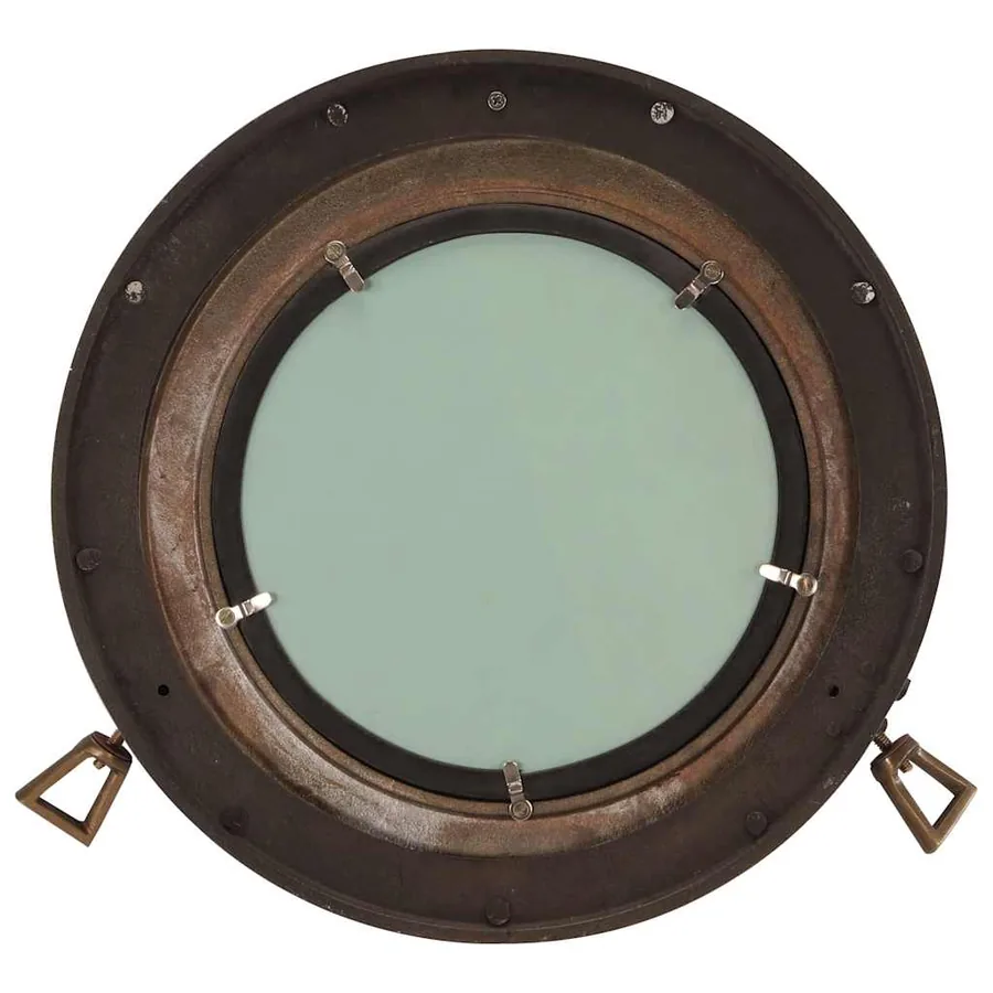 Miroir en forme de hublot mural Ø38 cm aluminium et verre - 3