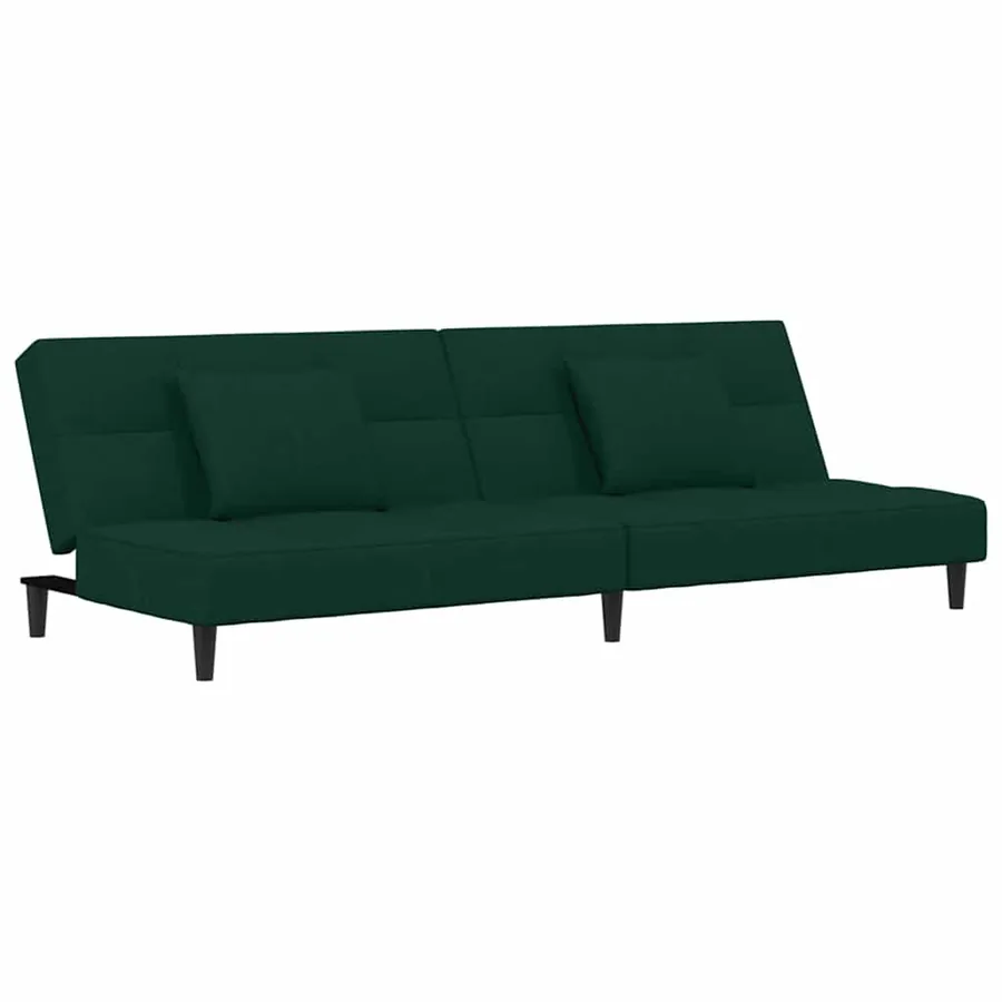 Canapé-lit à 2 places avec deux oreillers Vert foncé Velours - 2
