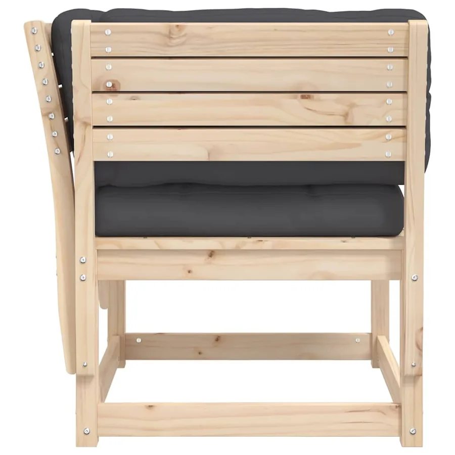 Canapé de jardin accoudoirs avec coussins bois massif de pin - 6