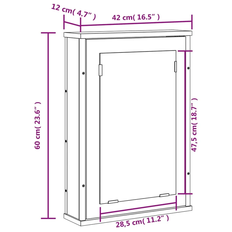 Armoire à miroir de salle de bain sonoma gris bois d’ingénierie - 12