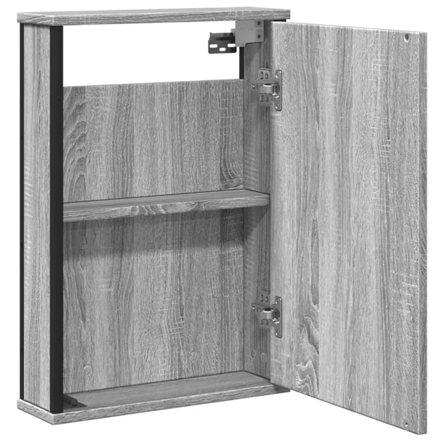 Armoire à miroir de salle de bain sonoma gris bois d’ingénierie - 5