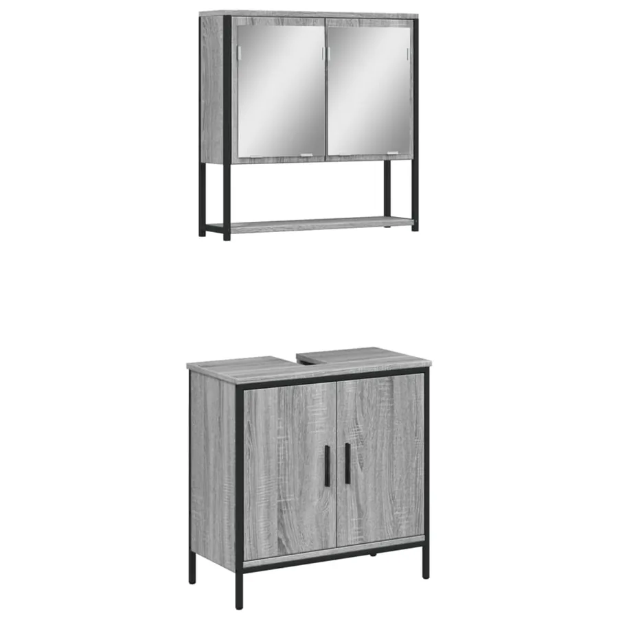 Ensemble de meubles de salle de bain 2 pcs Sonoma gris - 2