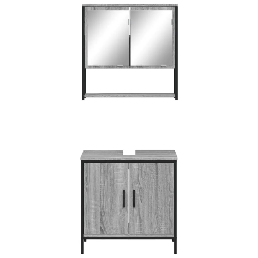 Ensemble de meubles de salle de bain 2 pcs Sonoma gris - 5