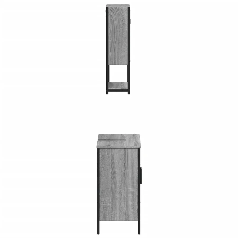 Ensemble de meubles de salle de bain 2 pcs Sonoma gris - 7