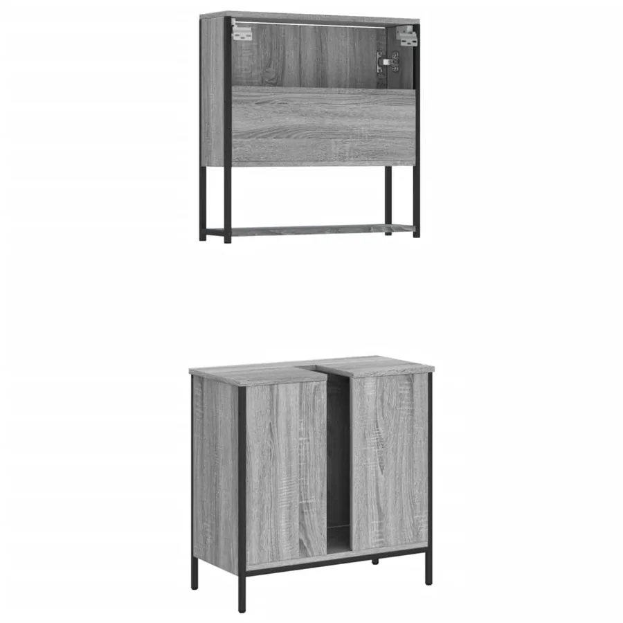 Ensemble de meubles de salle de bain 2 pcs Sonoma gris - 8
