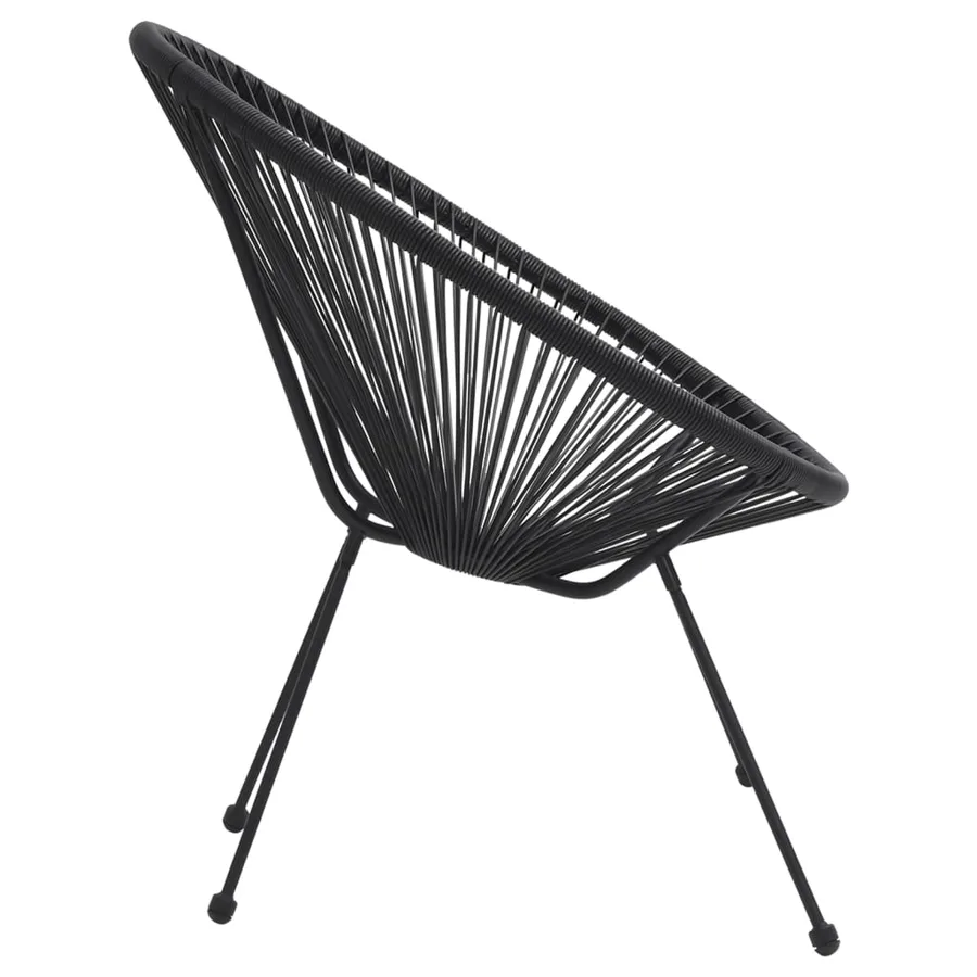 Ensemble à dîner d'extérieur 3 pcs Rotin PVC Noir - 7