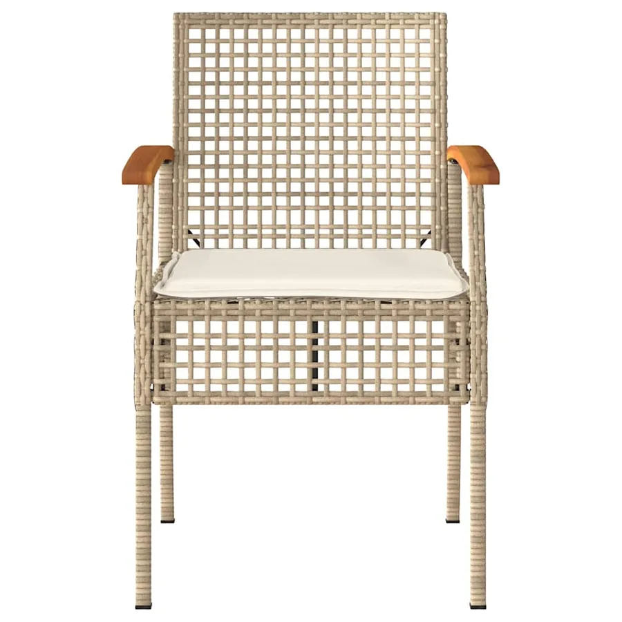 Chaises de jardin coussins lot de 2 beige résine tressée acacia - 4