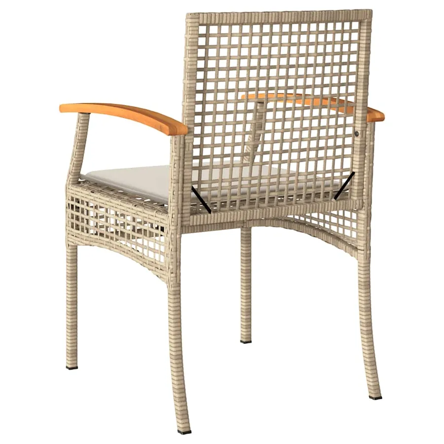Chaises de jardin coussins lot de 2 beige résine tressée acacia - 7