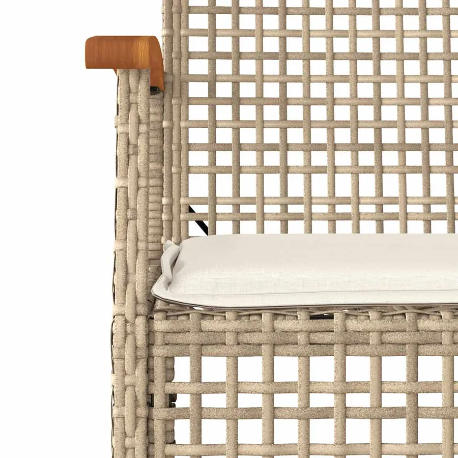 Chaises de jardin coussins lot de 2 beige résine tressée acacia - 9