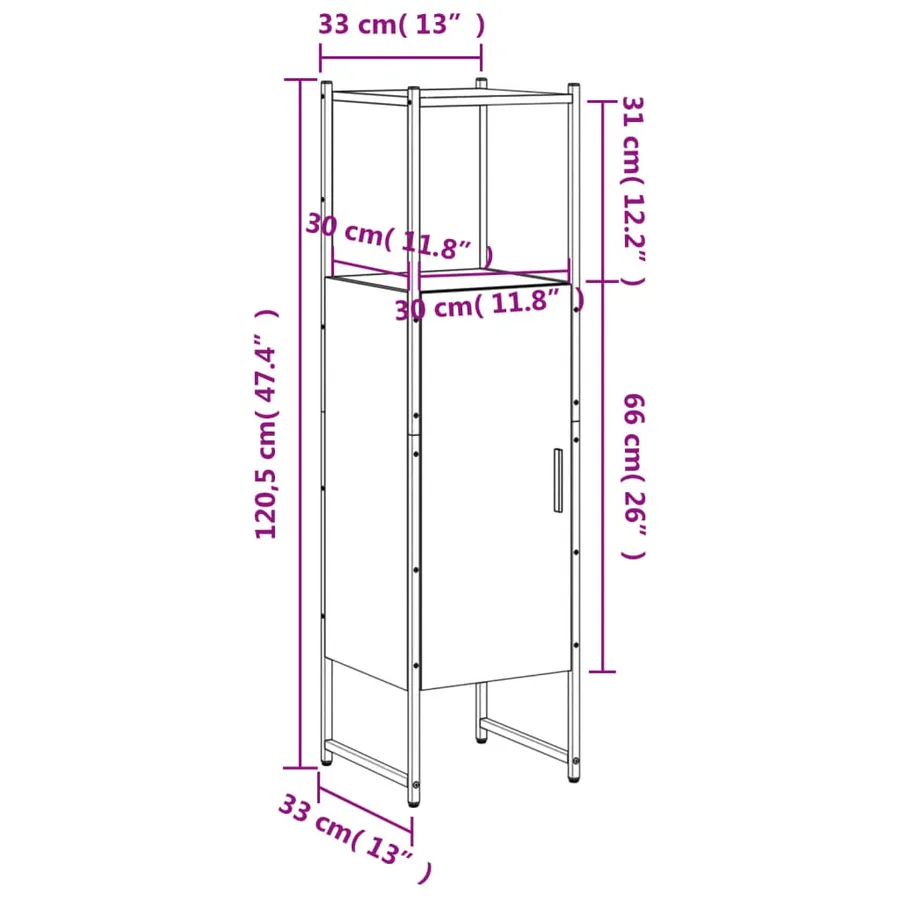 Armoire de salle de bain sonoma gris 33x33x120,5 cm - 12